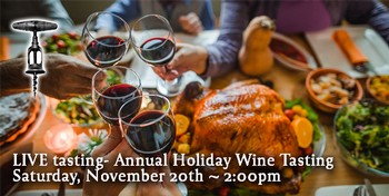 Holiday Wine Tasting 11/20 - 2:00pm